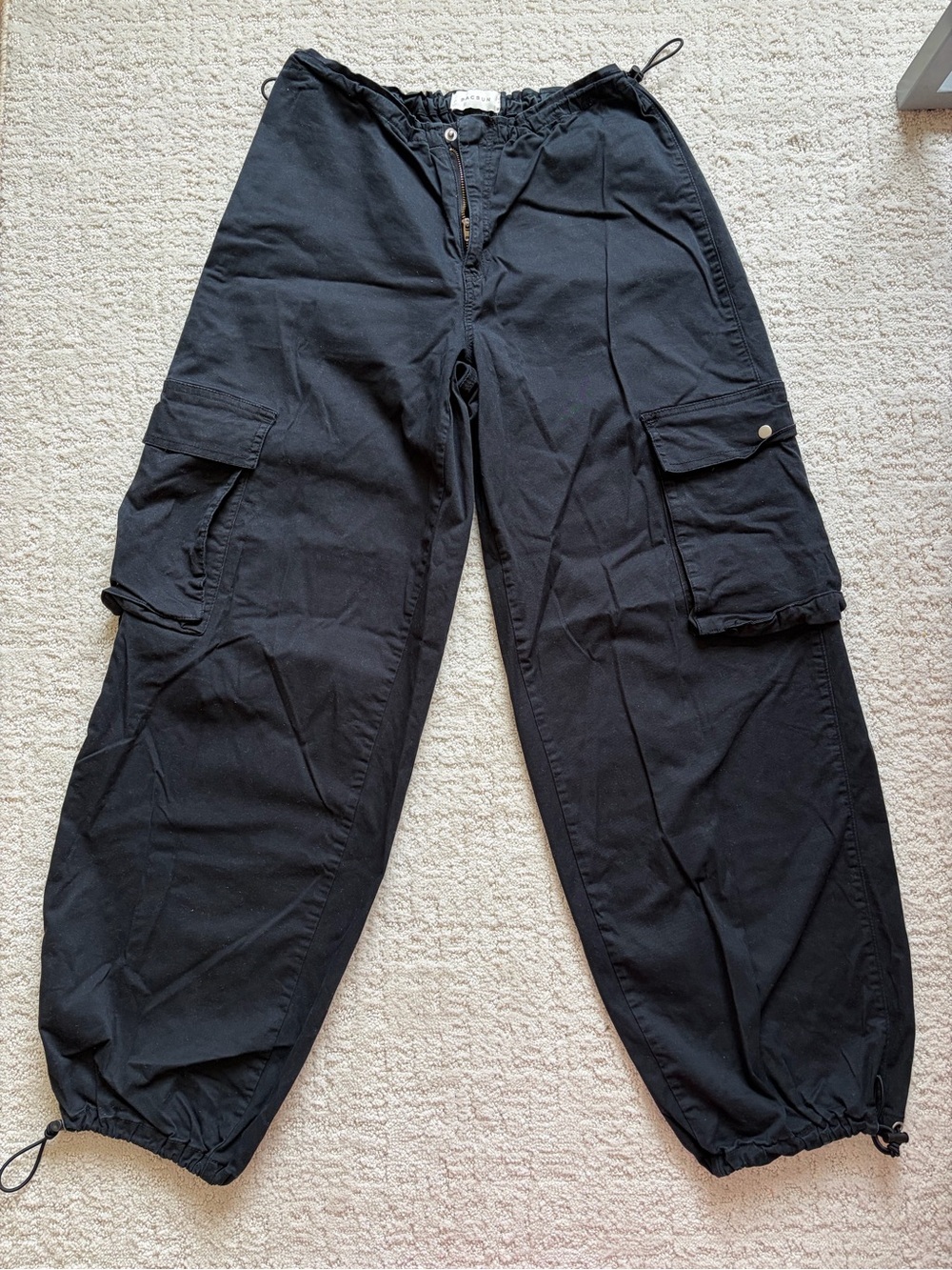 PacSun Black Cargo Parachute Pants
